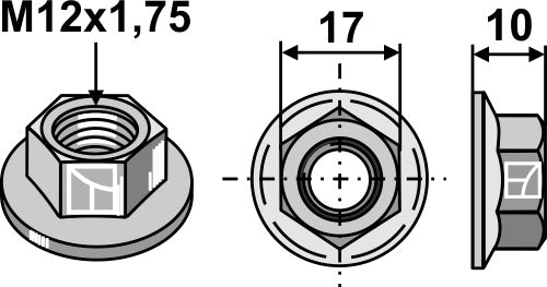 Hexagon flange nut - M12x1,75