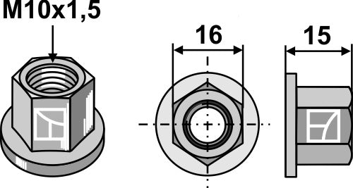 Hexagon flange nut - M10x1,5