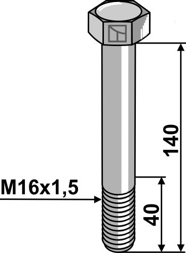 Hexagon bolt with metric fine thread - M16x1,5x140 - 8.8