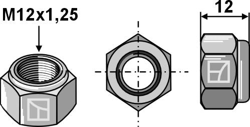 Self-locking hexagon nut - M12x1,25 - 10.9