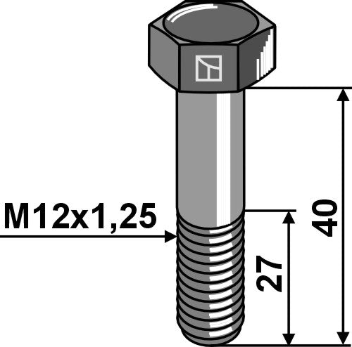 Hexagon bolt with metric fine thread - M12x1,25X40 - 12.9