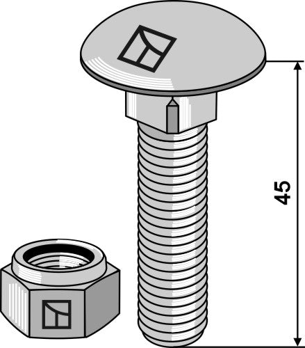 Saucer-head screw M12x1,75x45 with self-locking nuts