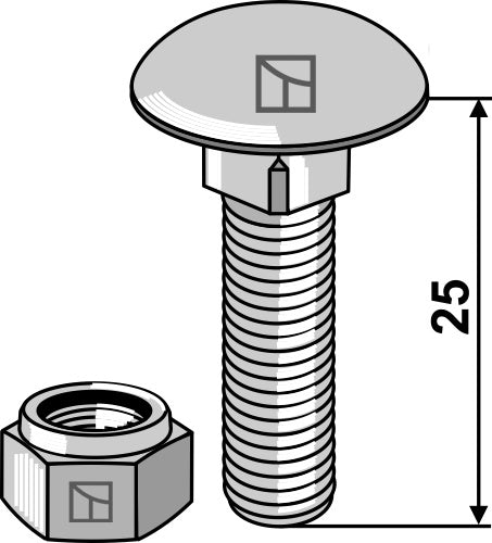 Saucer-head screw M8x1,25x25 with self-locking nuts