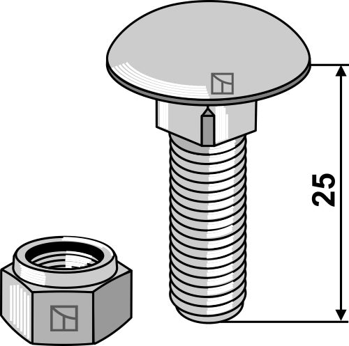 Saucer-head screw M10x1,5x25 with self-locking nuts