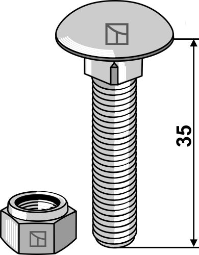 Saucer-head screw M8x1,25x35 with self-locking nuts