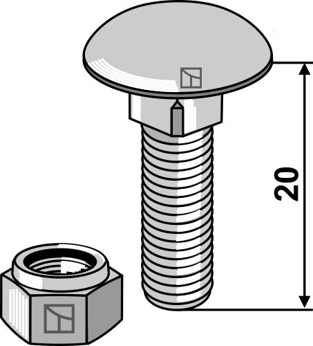 Saucer-head screw M8x1,25x20 with self-locking nuts