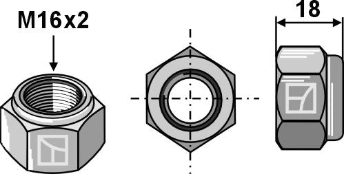 Self-locking hexagon nut - M16x2 - 10.9