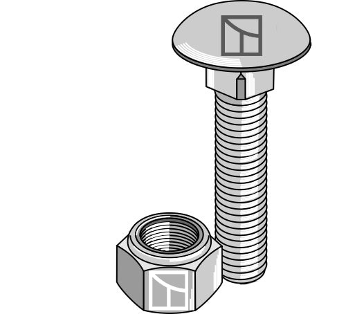 Saucer-head screw with self-locking nut