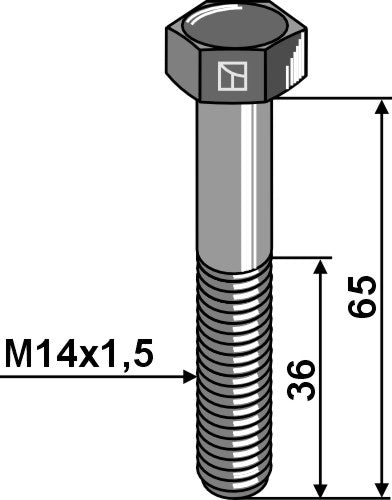 Hexagon bolt with metric fine thread - M14x1,5x65 - 12.9