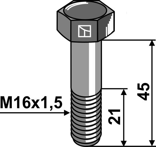 Hexagon bolt with metric fine thread - M16x1,5x45 - 12.9