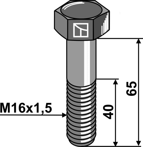Hexagon bolt with metric fine thread - M16x1,5X65 - 12.9