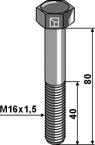 Hexagon bolt with metric fine thread - M16x1,5X80 - 12.9