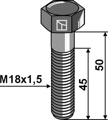 Hexagon bolt with metric fine thread - M18x1,5x50 - 10.9