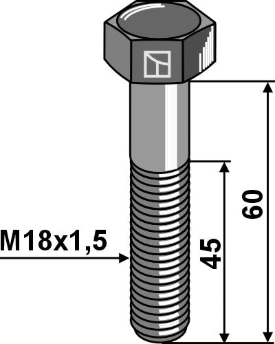 Hexagon bolt with metric fine thread - M18x1,5x60 - 10.9