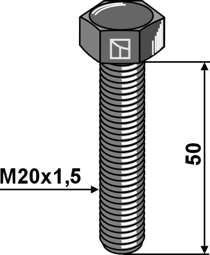 Hexagon bolt with metric fine thread - M20x1,5X50 - 10.9