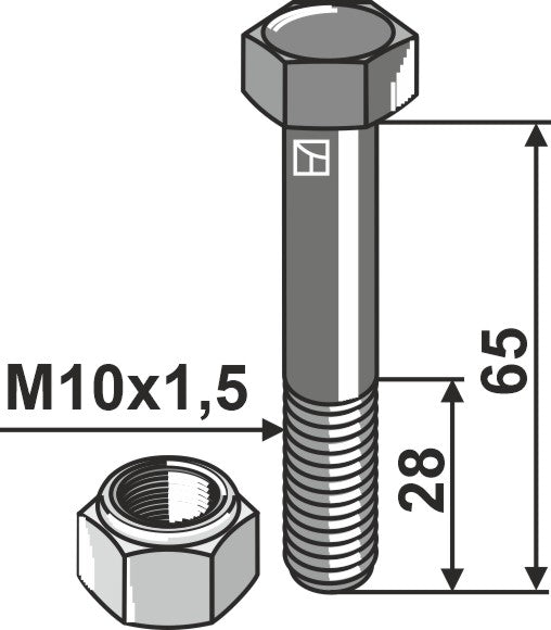 Hexagon bolt M10x1,5x65 with self-locking nut