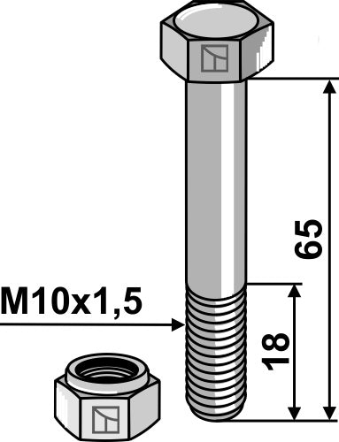 Bolt with self-locking nut - M10 - 10.9
