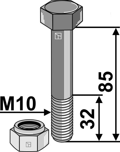 Hexagon bolt M10x1,5x85 with self-locking nut