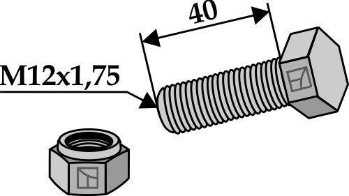 Hexagon Bolt M12x1,75x40 with self-locking nut