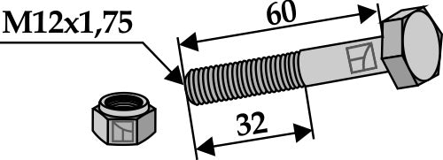 Hexagon Bolt M12x1,75x60 with self-locking nut
