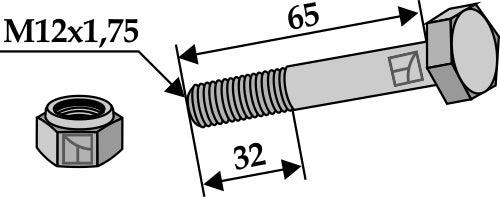 Hexagon Bolt M12x1,75x65 with self-locking nut