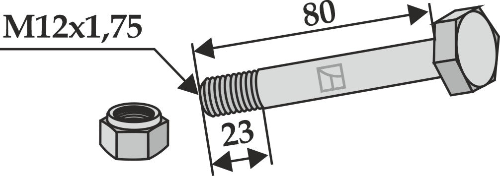 Hexagon Bolt M12x1,75x80 with self-locking nut