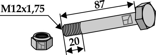 Hexagon Bolt M12x1,75x87 with self-locking nut