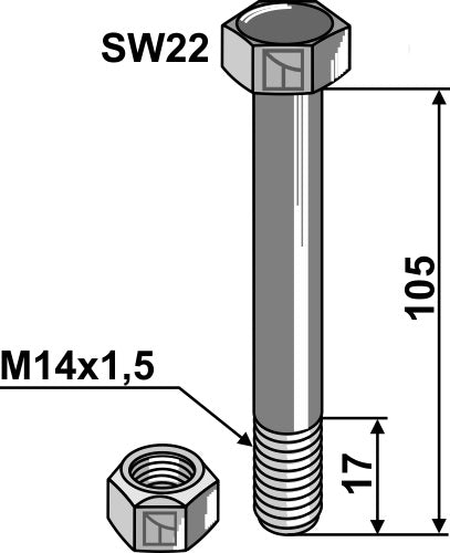 Bolt with nut M14x1,5 - 10.9