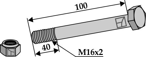 Hexagon Bolt M16x2x100 with self-locking nut