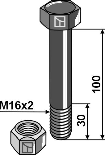 Hexagon Bolt M16x2x100 with self-locking nut