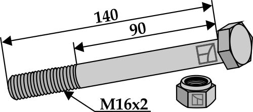 Hexagon Bolt M16x2x140 with self-locking nut