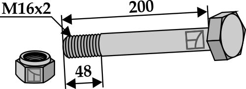 Hexagon Bolt M16x2x200 with self-locking nut