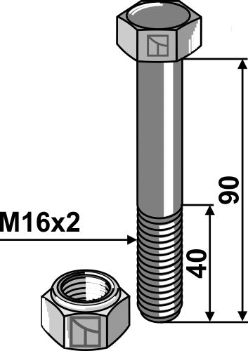 Hexagon Bolt M16x2x90 with self-locking nut