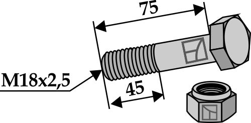 Hexagon Bolt M18x2,5x75 with self-locking nut