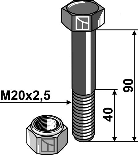 Bolt with self-locking nut - M20 - 10.9