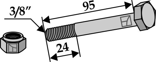 Bolt with self-locking nut - 3/8''UNF