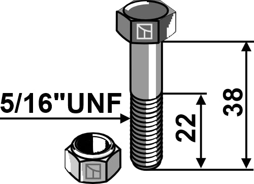 Bolt with self-locking nut - 5/16''UNF