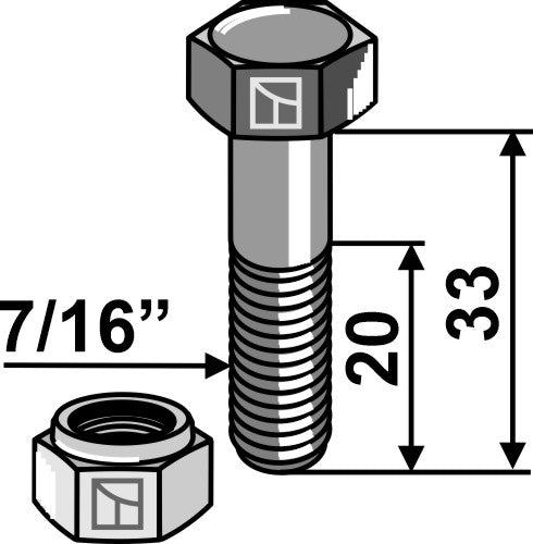 Bolt with self-locking nut - 7/16''UNF