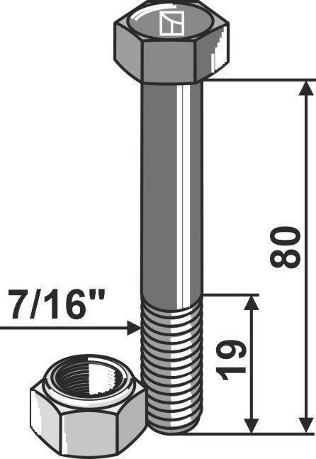 Bolt with self-locking nut - 7/16''UNF
