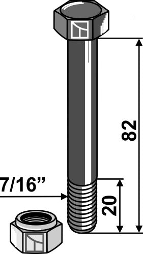 Bolt with self-locking nut - 7/16''UNF