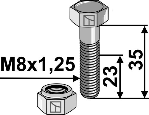 Hexagon Bolt M8x1,25x35 with self-locking nut