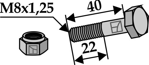 Hexagon Bolt M8x1,25x40 with self-locking nut