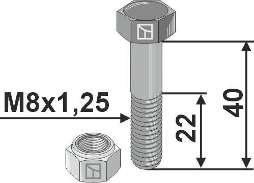Hexagon Bolt M8x1,25x40 with self-locking nut