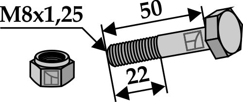 Hexagon Bolt M8x1,25x50 with self-locking nut
