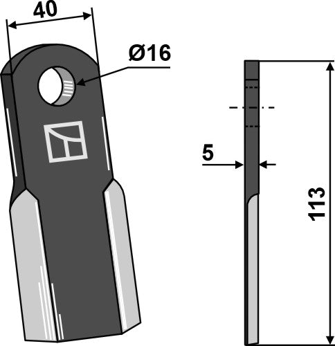 Straight blade 113x40mm
