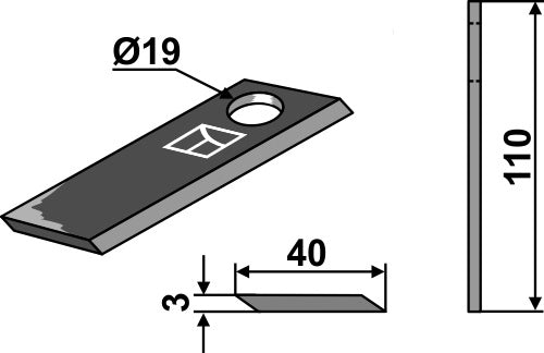 Rotary mower blade 110x40mm