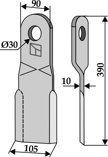Comminution blade 390x90mm, left model