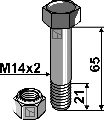 Hexagon Bolt M14x2x65 with self-locking nut
