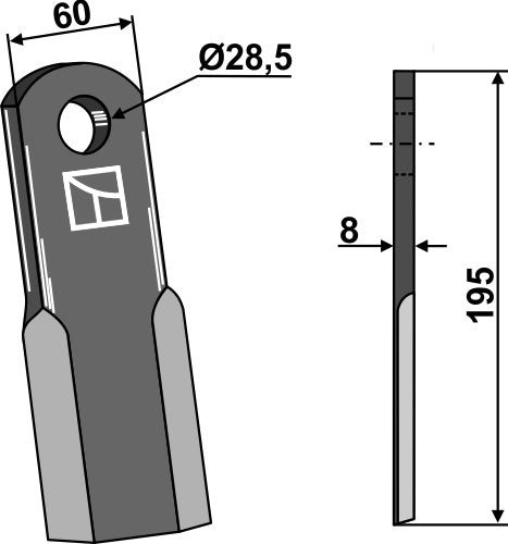 Straight blade 195x60mm