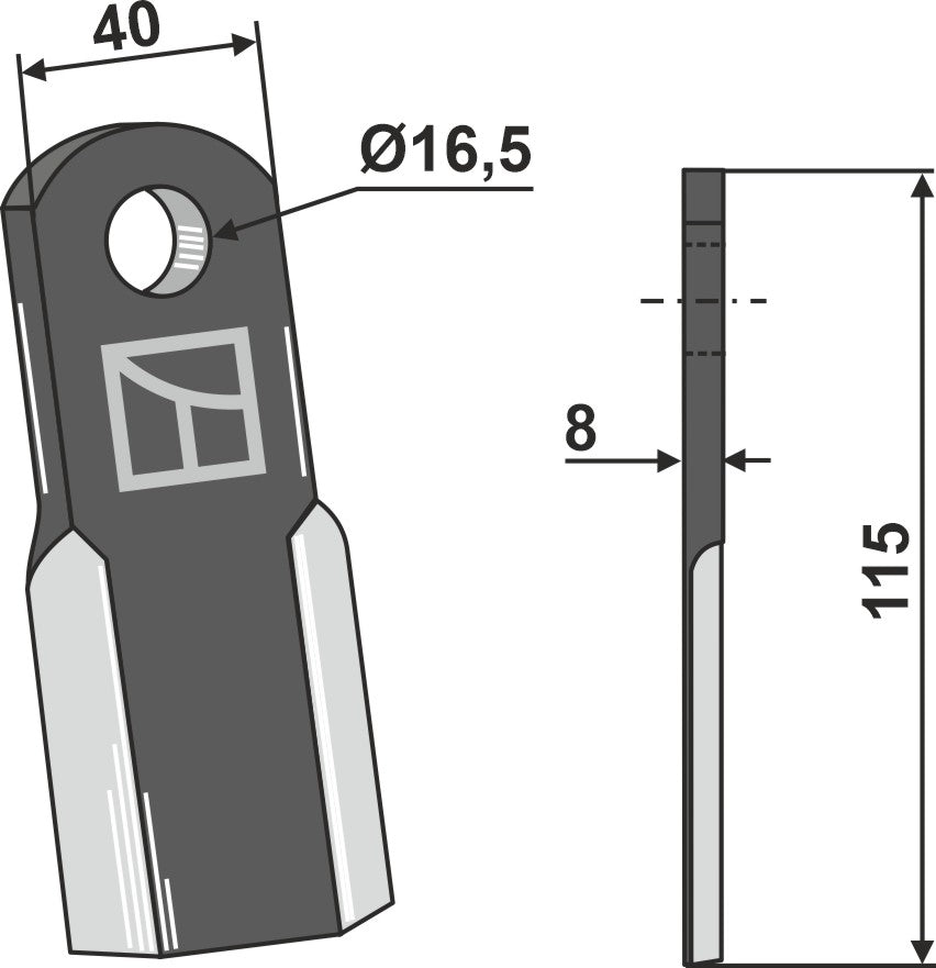 Straight blade 115x40mm